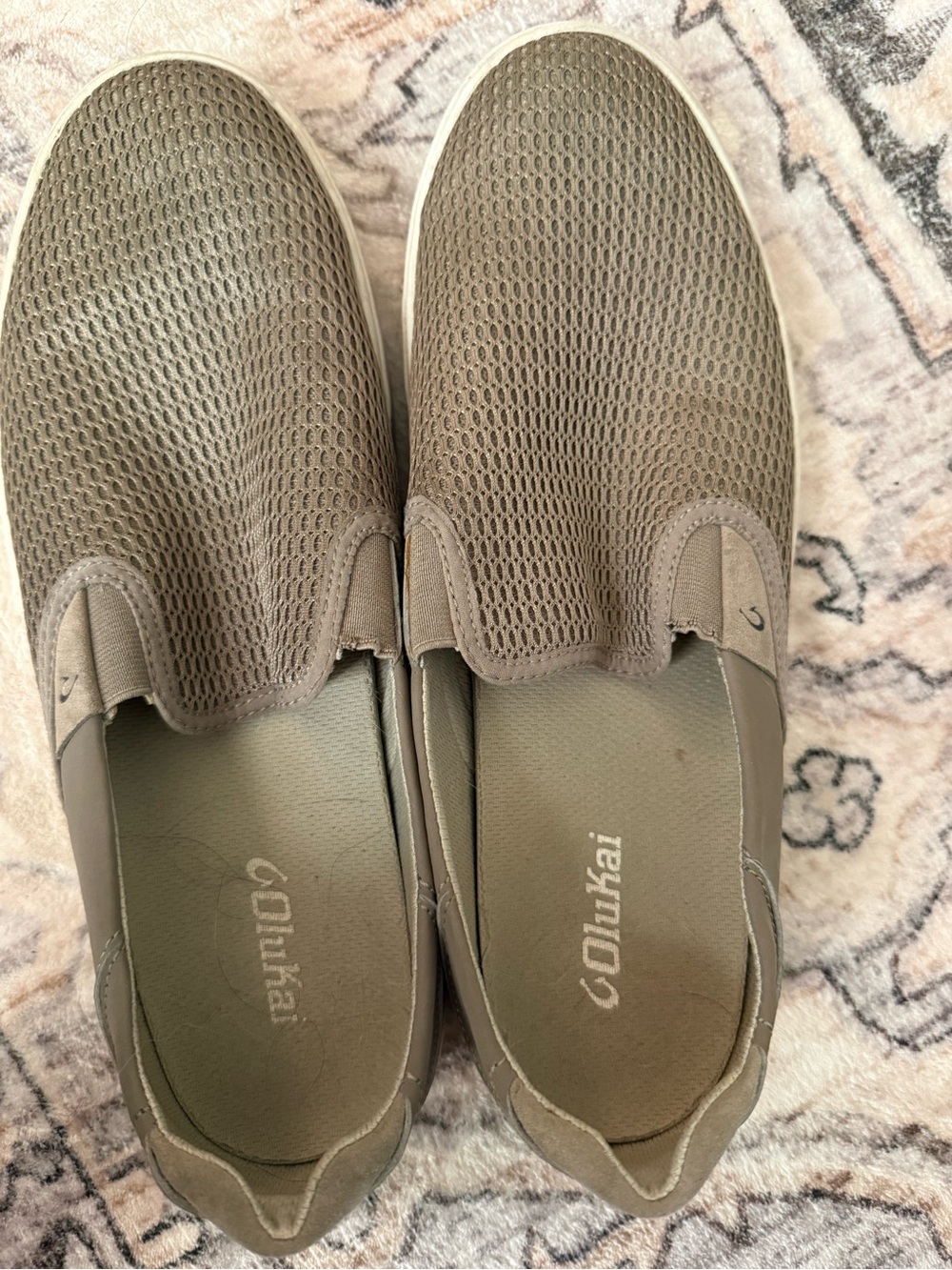 OluKai Men's Slip-On Mesh Loafers in Taupe